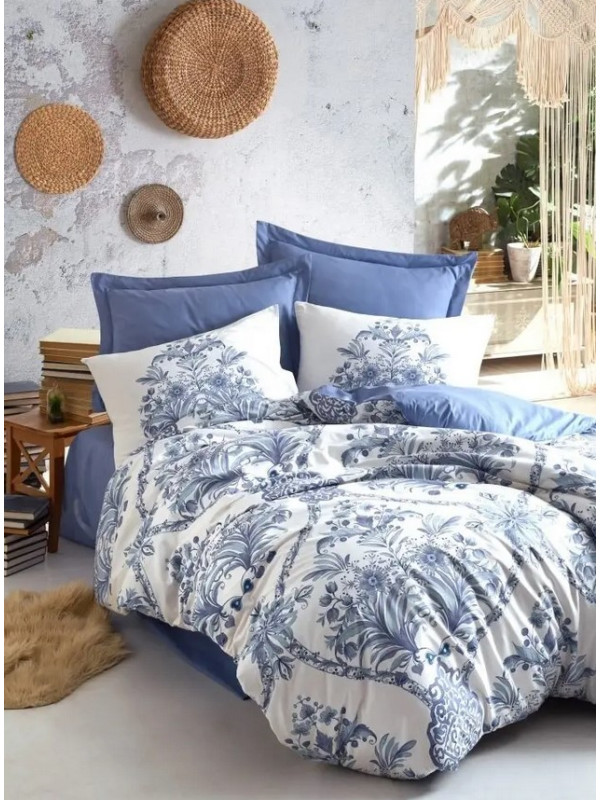 Постельное белье Cotton box Egina mavi ранфорс евро