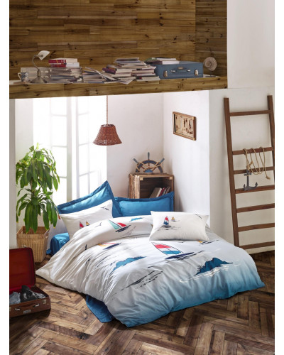 Постельное белье Cotton box Neta Mavi ранфорс евро