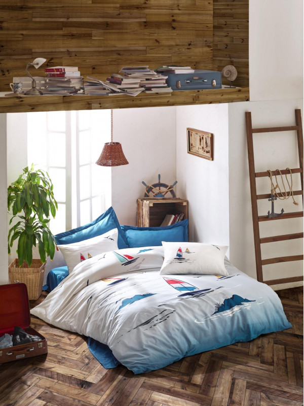 Постельное белье Cotton box Neta Mavi ранфорс евро