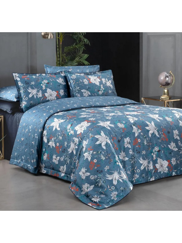 Постельное белье Sarev Portland mavi делюкс сатин 300ТС евро