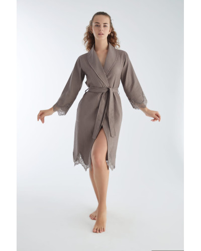 Халат женский вафельный nusa хлопок/бамбук модель 0470 bej, s