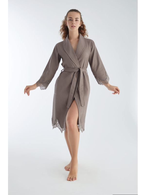Халат женский вафельный nusa хлопок/бамбук модель 0470 bej, s