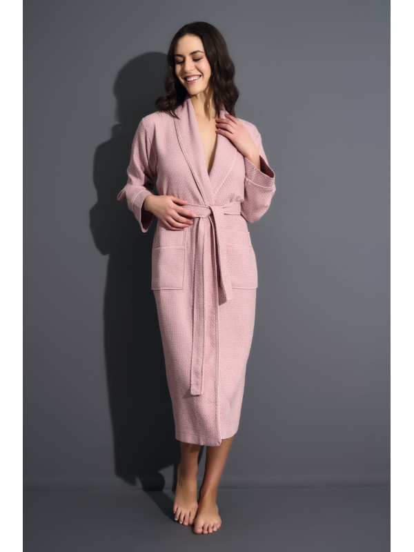 Халат женский вафельный nusa хлопок/бамбук модель 4270 pudra, xxxl