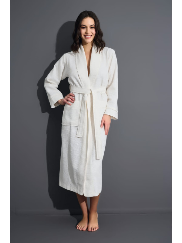 Халат женский вафельный nusa хлопок/бамбук модель 4270 krem, xxl