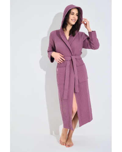 Халат женский вафельный nusa хлопок/бамбук модель 4160 leylak, xxxl