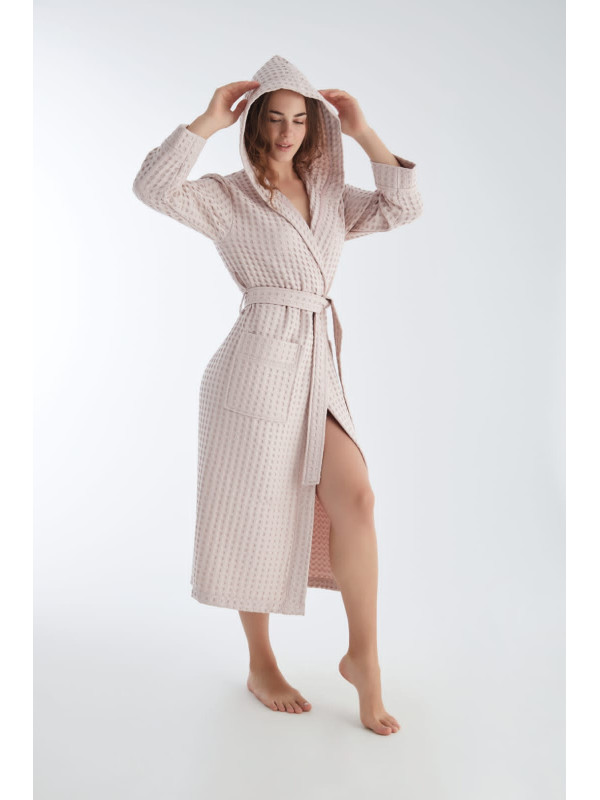 Халат женский вафельный nusa хлопок/бамбук модель 4160 pudra, xxxl