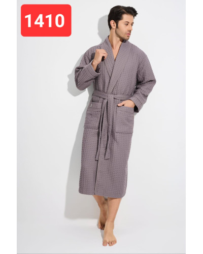Халат мужской вафельный nusa хлопок/бамбук модель 1410 gri, xxxxl