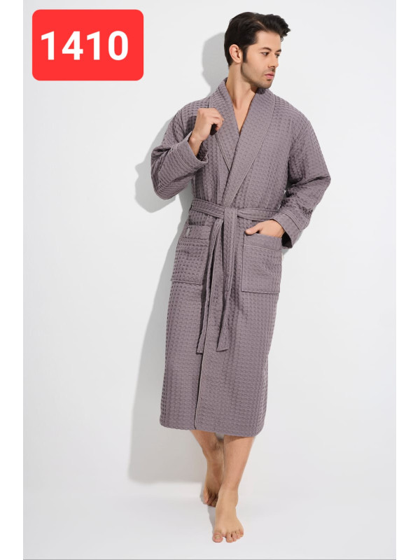 Халат мужской вафельный nusa хлопок/бамбук модель 1410 gri, xxxxl