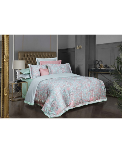 Постельное белье Sarev Volga yesil делюкс сатин 300ТС семейное