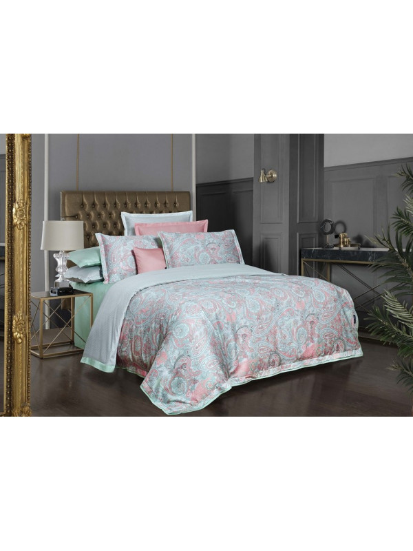 Постельное белье Sarev Volga yesil делюкс сатин 300ТС семейное