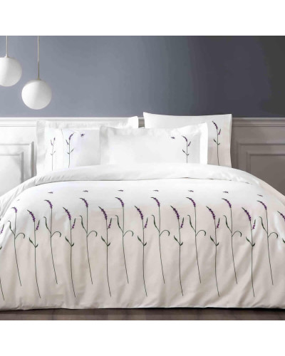 Постельное белье Tivolyo Home Lavander Garden премиум сатин с вышивкой евро