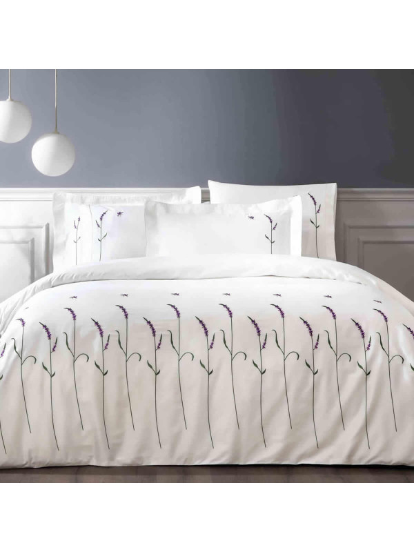 Постельное белье Tivolyo Home Lavander Garden премиум сатин с вышивкой евро