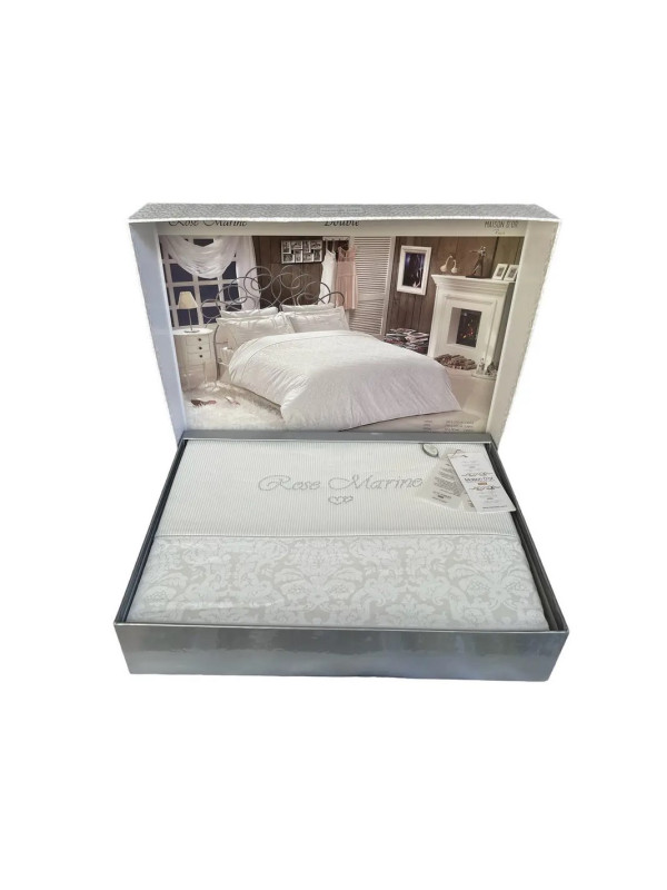 Постельное белье Maison D'or Rose Marine ecru люкссатин с вышивкой евро