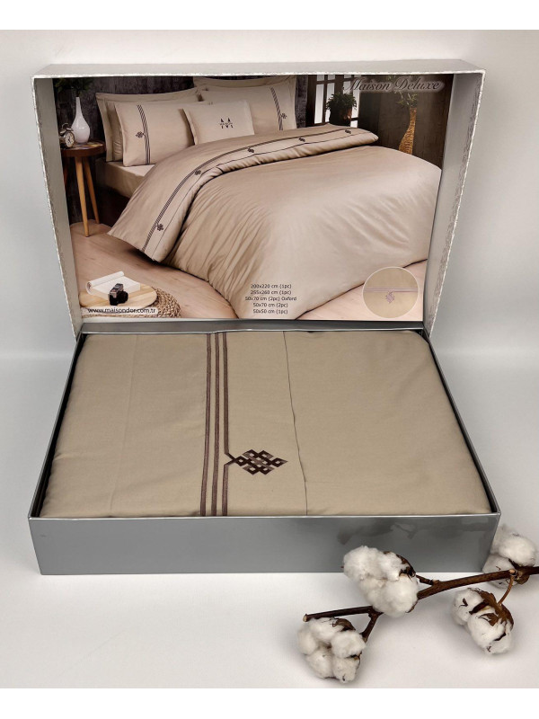 Постельное белье Maison D'or Deluxe beige делюкс сатин евро