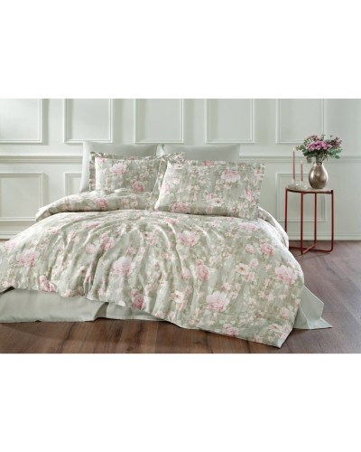 Постельное белье Tivolyo Home Nostalgia yesil делюкс сатин евро