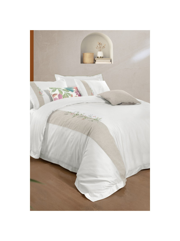 Постельное белье Sarev Dorena k.beyaz делюкс сатин 300ТС с вышивкой евро