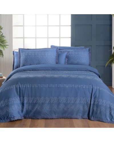 Постельное белье Sarev Perry mavi делюкс сатин 300ТС с вышивкой евро