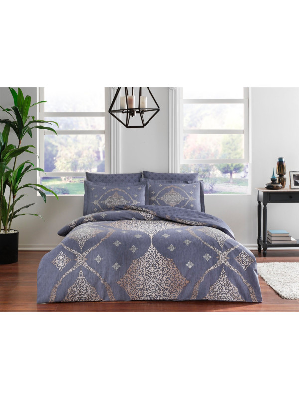 Постельное белье Tac Aira mavi сатин Deluxe евро