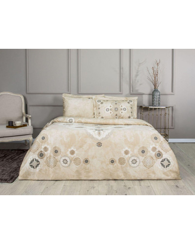 Постельное белье Tac Dione kahve сатин Deluxe евро