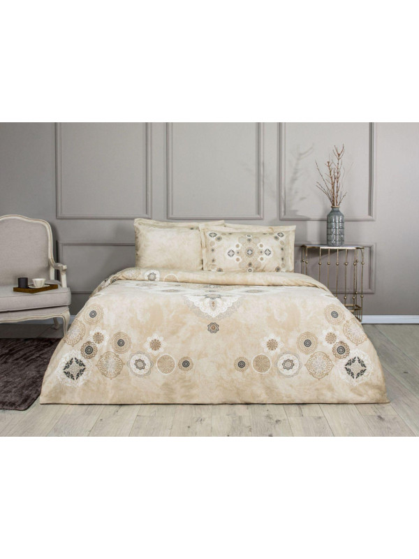 Постельное белье Tac Dione kahve сатин Deluxe евро