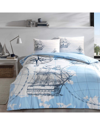 Постельное белье Tac Ocean turkuaz ранфорс евро