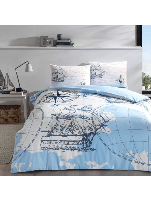 Постельное белье Tac Ocean turkuaz ранфорс евро