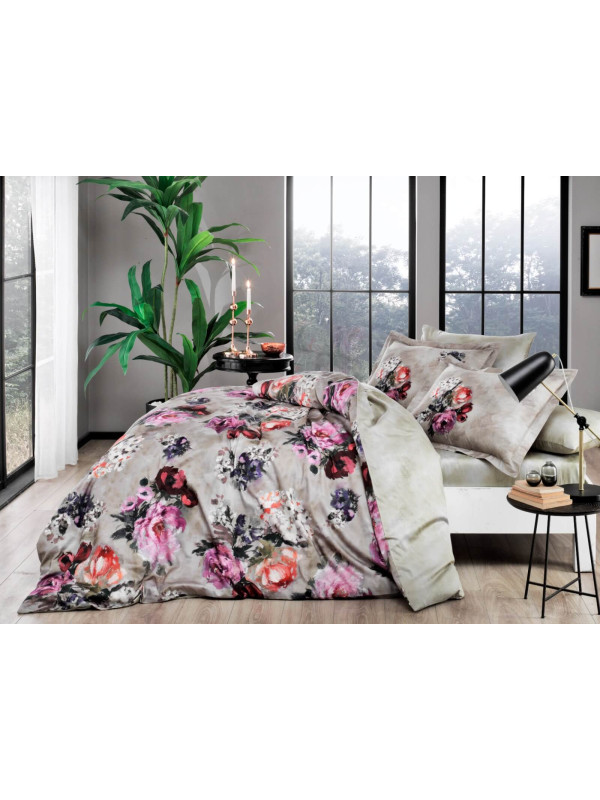 Постельное белье Tac Selva bej сатин digital евро