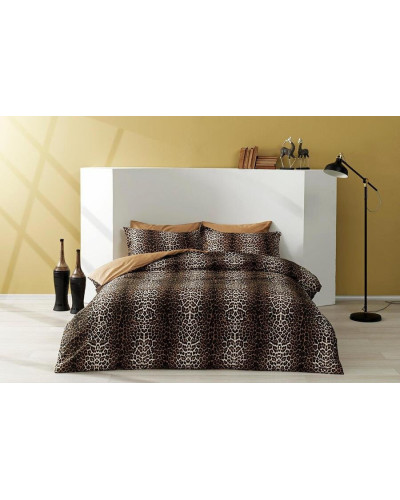 Постельное белье Tac Leopard kahve сатин полуторное
