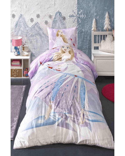 Подростковое постельное белье Tac Disney Frozen Breezy ранфорс полуторное на резинке двустороннее