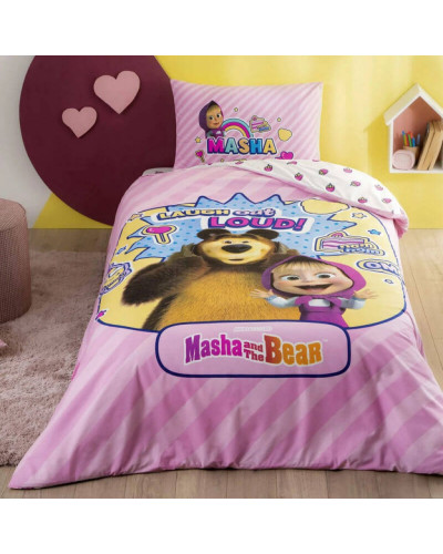 Подростковое постельное белье Tac Disney Masha & The Bear Super Cute ранфорс полуторное на резинке
