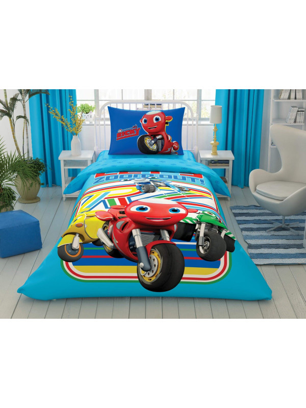 Подростковое постельное белье Tac Disney Ricky Zoom ранфорс полуторное на резинке