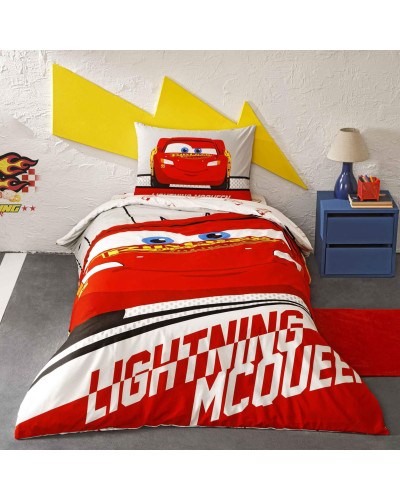 Підліткова постільна білизна Tac Disney Cars Lightning ранфорс полуторна на гумці