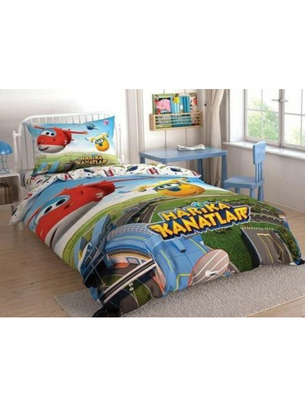 Підліткова постільна білизна Tac Disney Harika Kanatlar Super Team ранфорс полуторна на гумці