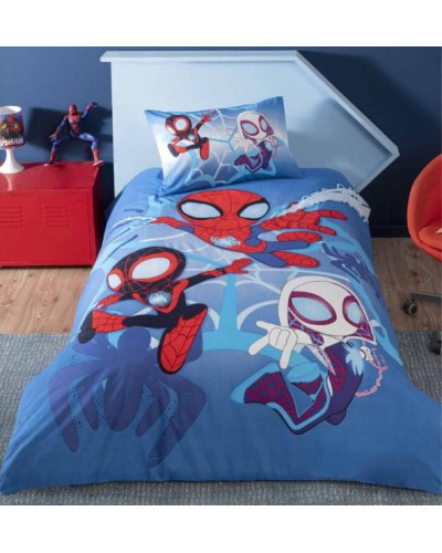 Підліткова постільна білизна Tac Disney Spidey and Friends ранфорс полуторна на гумці