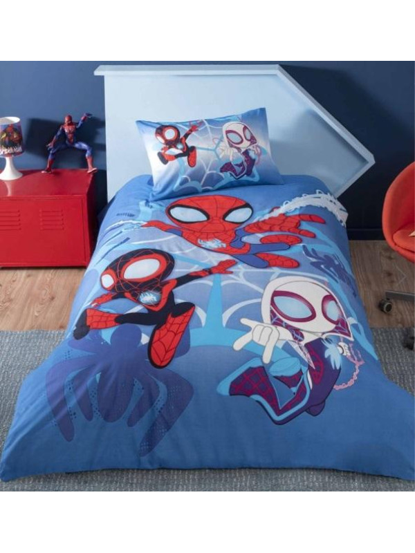 Подростковое постельное белье Tac Disney Spidey and Friends ранфорс полуторное на резинке