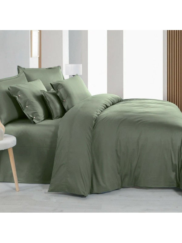 Постельное белье Sarev Monochrome smoke green делюкс сатин 300TC евро