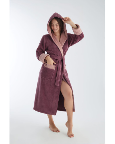 Халат женский nusa хлопок/бамбук модель 4145 с капюшоном lila, s