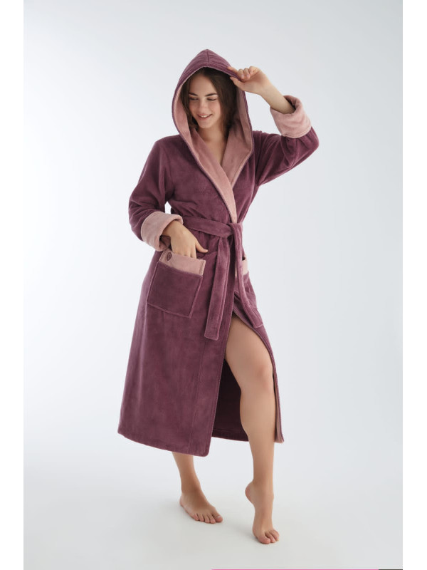 Халат женский nusa хлопок/бамбук модель 4145 с капюшоном lila, s