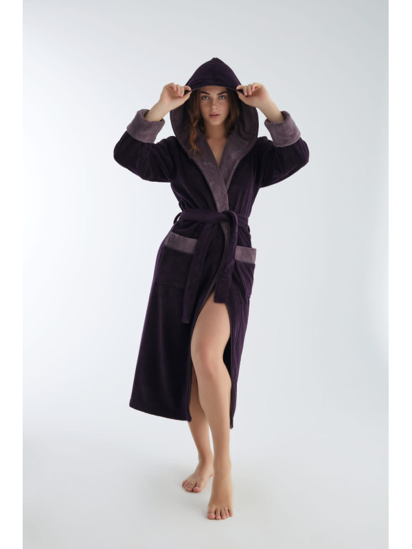 Халат женский nusa хлопок/бамбук модель 4145 с капюшоном mor, m