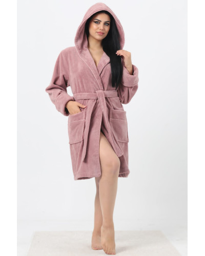 Халат женский nusa хлопок/бамбук модель 6915 с капюшоном pudra, s