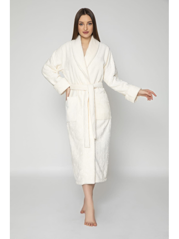 Халат женский nusa хлопок/бамбук модель 8650 без капюшона крем, s