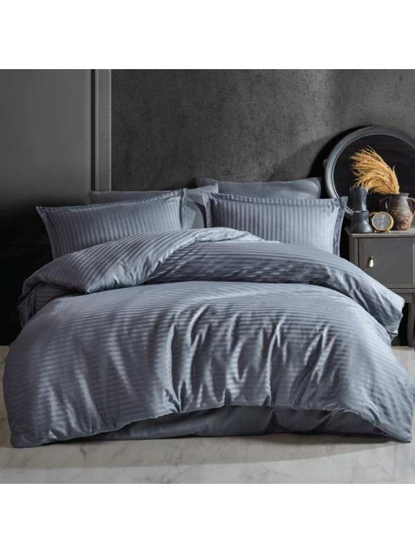 Постельное белье Clasy Antracite страйп сатин евро