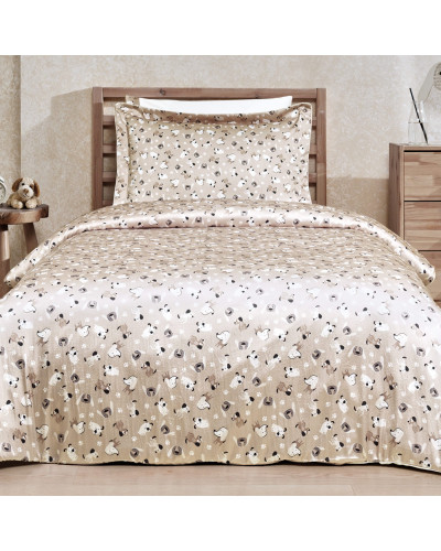 Подростковое постельное белье Tivolyo Home Beagle bej делюкс сатин+жатый шёлк полуторное