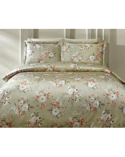 Постельное белье Tivolyo Home Emilia yesil делюкс сатин жатый шёлк евро