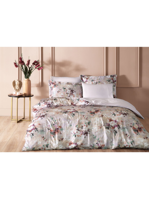 Постельное белье Tivolyo Home Melanio lila делюкс сатин жатый шёлк евро