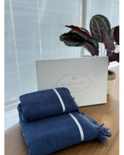 Набор полотенец Tivolyo Home Natural lacivert 50x100; 75x150