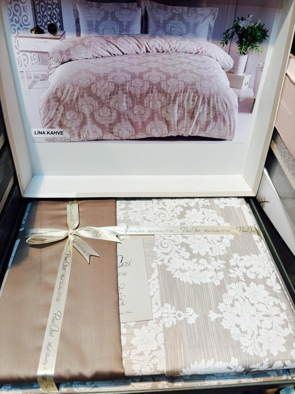 Постельное белье Prima casa Lina kahve сатин семейное