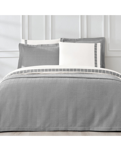 Постельное белье Tivolyo Home Square gri с вафельным покрывалом-пике евро