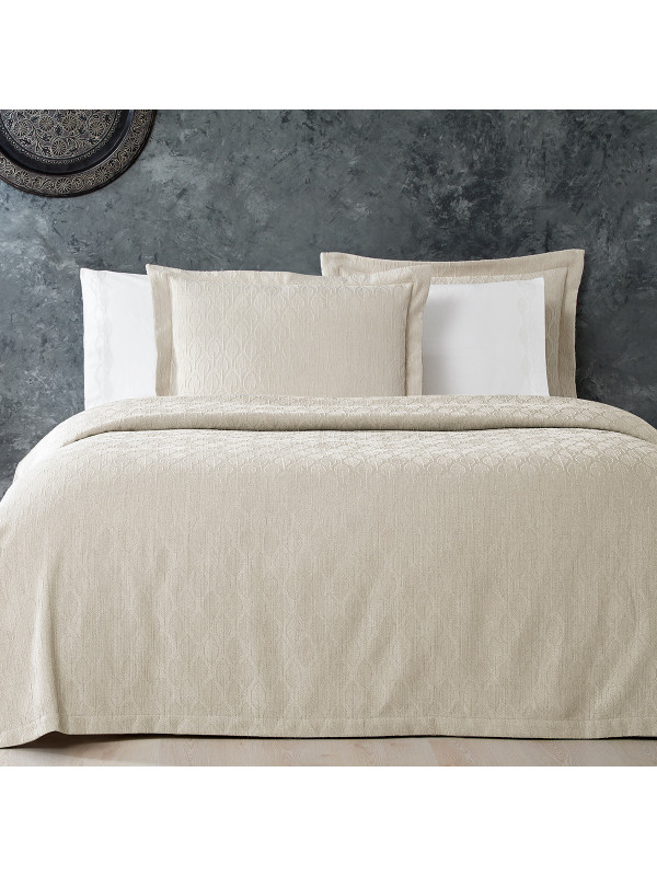 Постільна білизна Tivolyo Home Stella krem з вафельним покривалом-піке євро