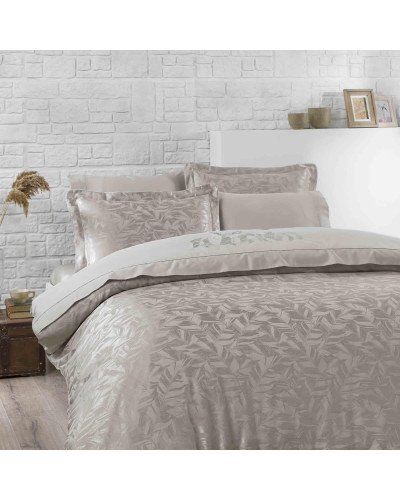 Постельное белье Tivolyo Home Leafy Broidery bej жаккард делюкс лен евро